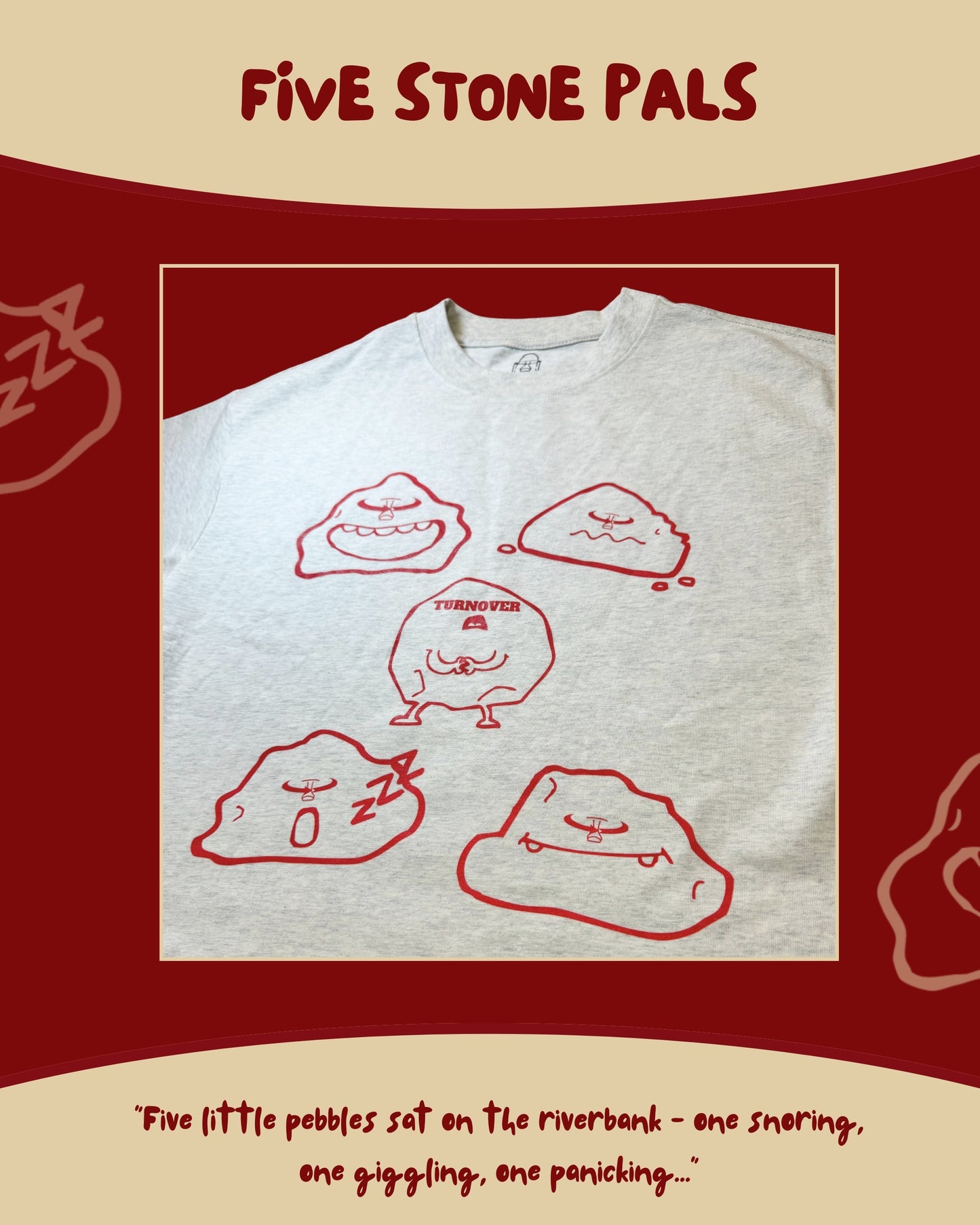 TURNOVER 2025SS FIVE STONE PALS TEE
“25SSWT4 五粒石仔TEE”