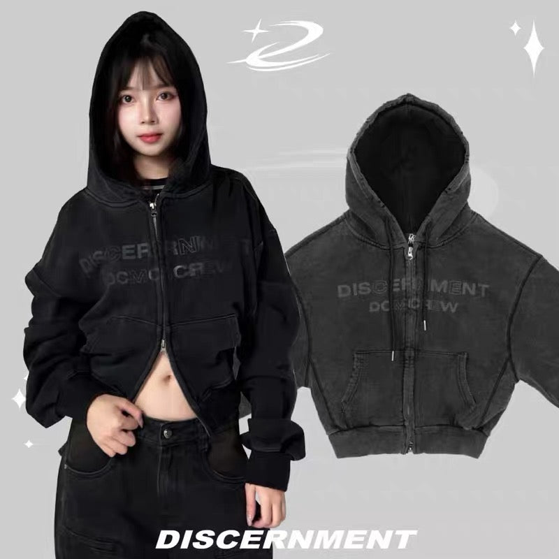 DCM 水洗 刷破 字母 外套 连帽外套 短版 DCM-L25