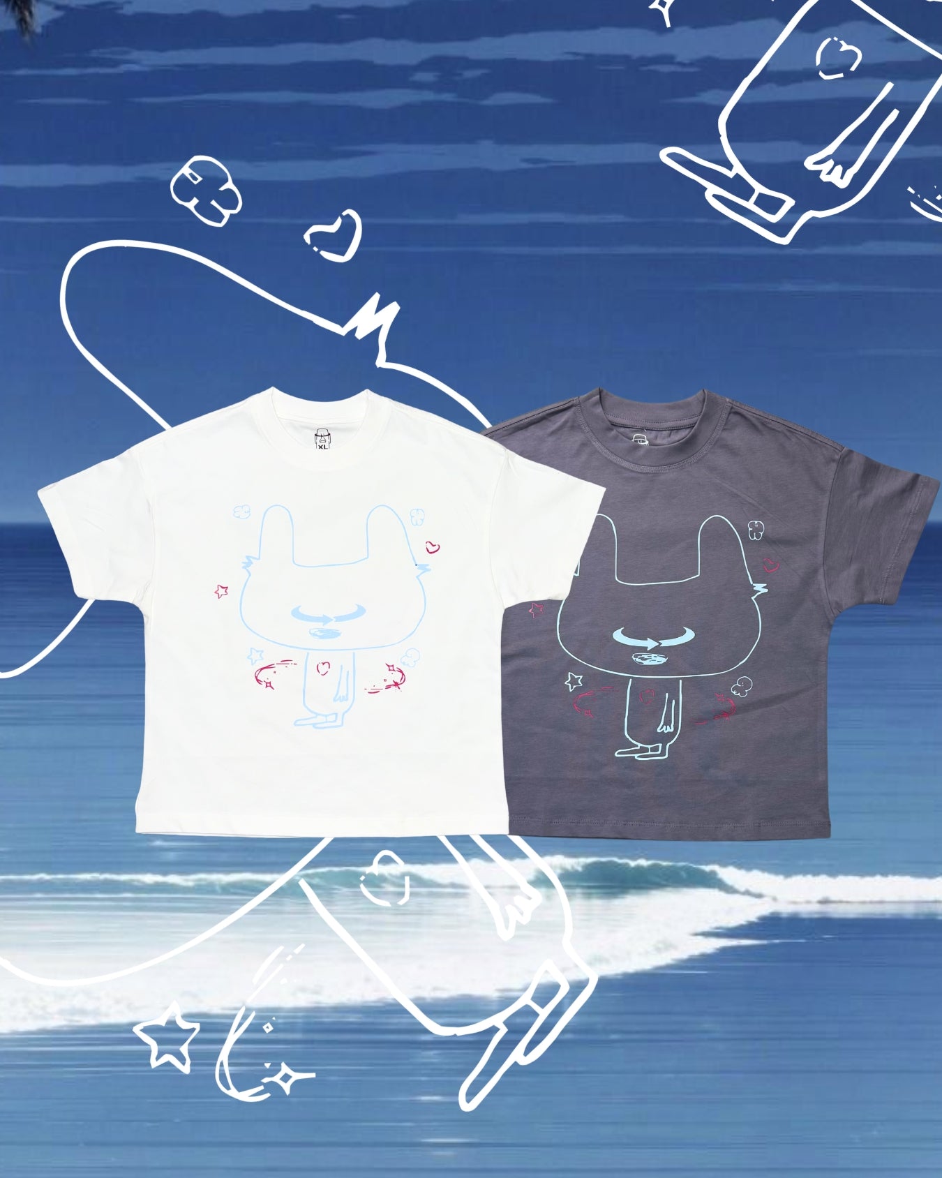 TURNOVER 2025SS Bunny-Dog TEE
“25SSWT8 兔耳狗勾TEE