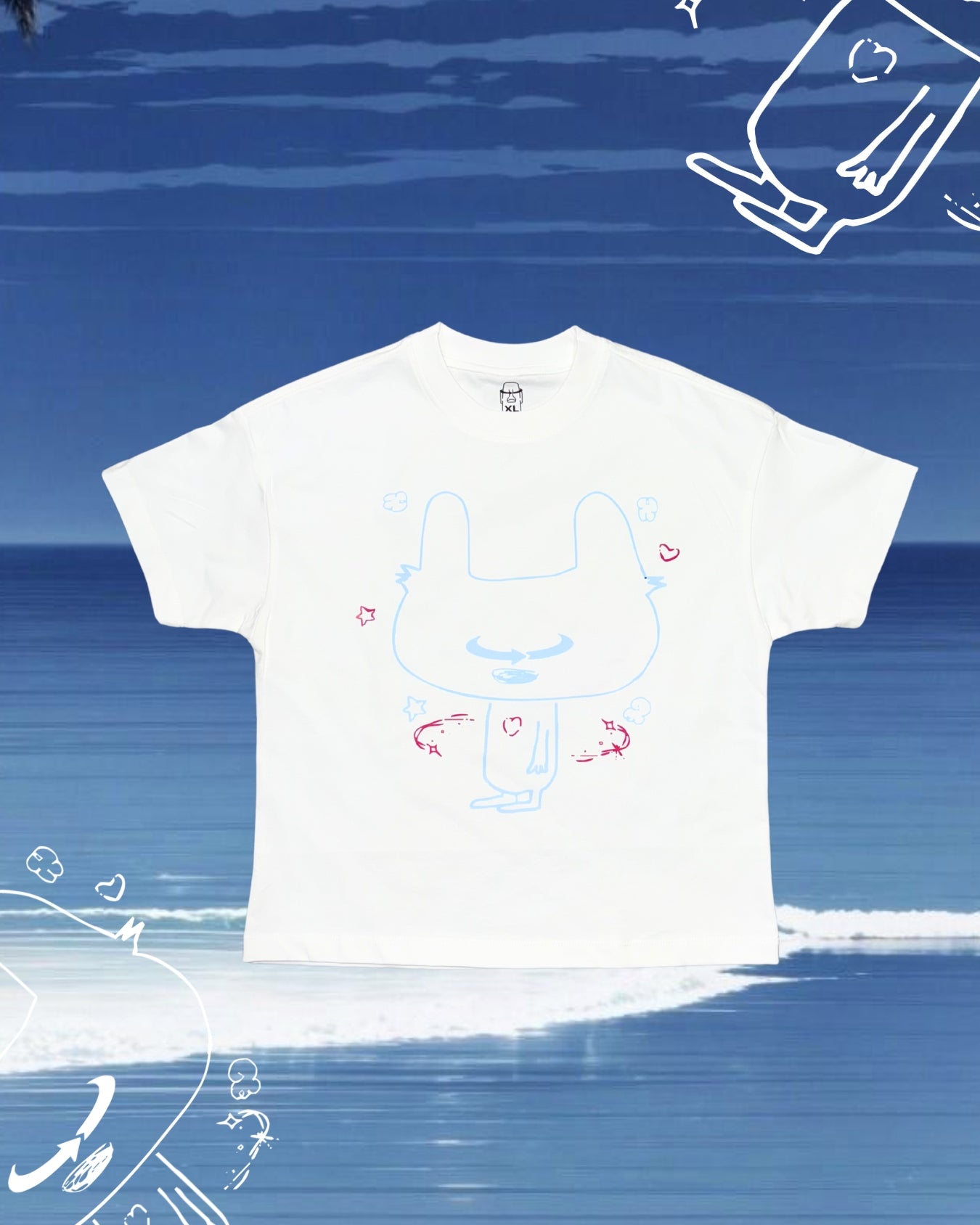 TURNOVER 2025SS Bunny-Dog TEE
“25SSWT8 兔耳狗勾TEE