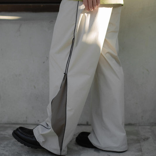 QUEST PIPING TRACK PANTS拼接拉鏈寬褲