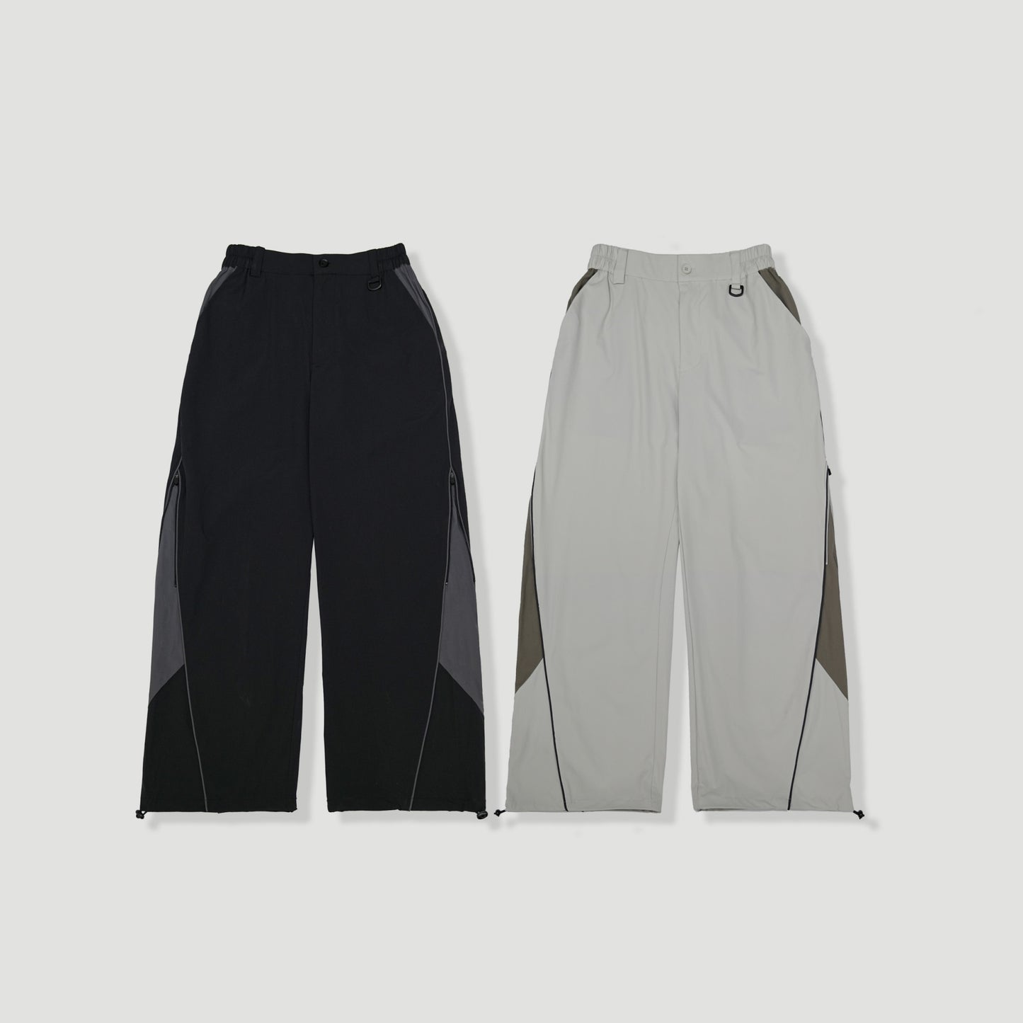 QUEST PIPING TRACK PANTS拼接拉鏈寬褲