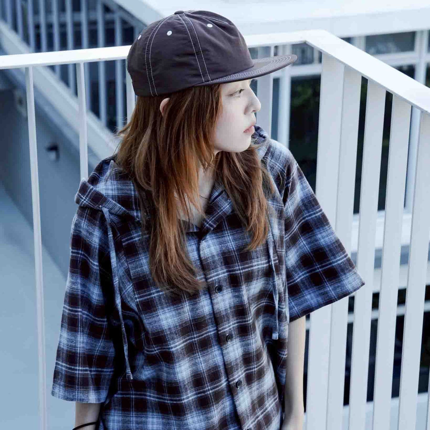 QUEST PLAID HOODED SS SHIRT 連帽格紋襯衫