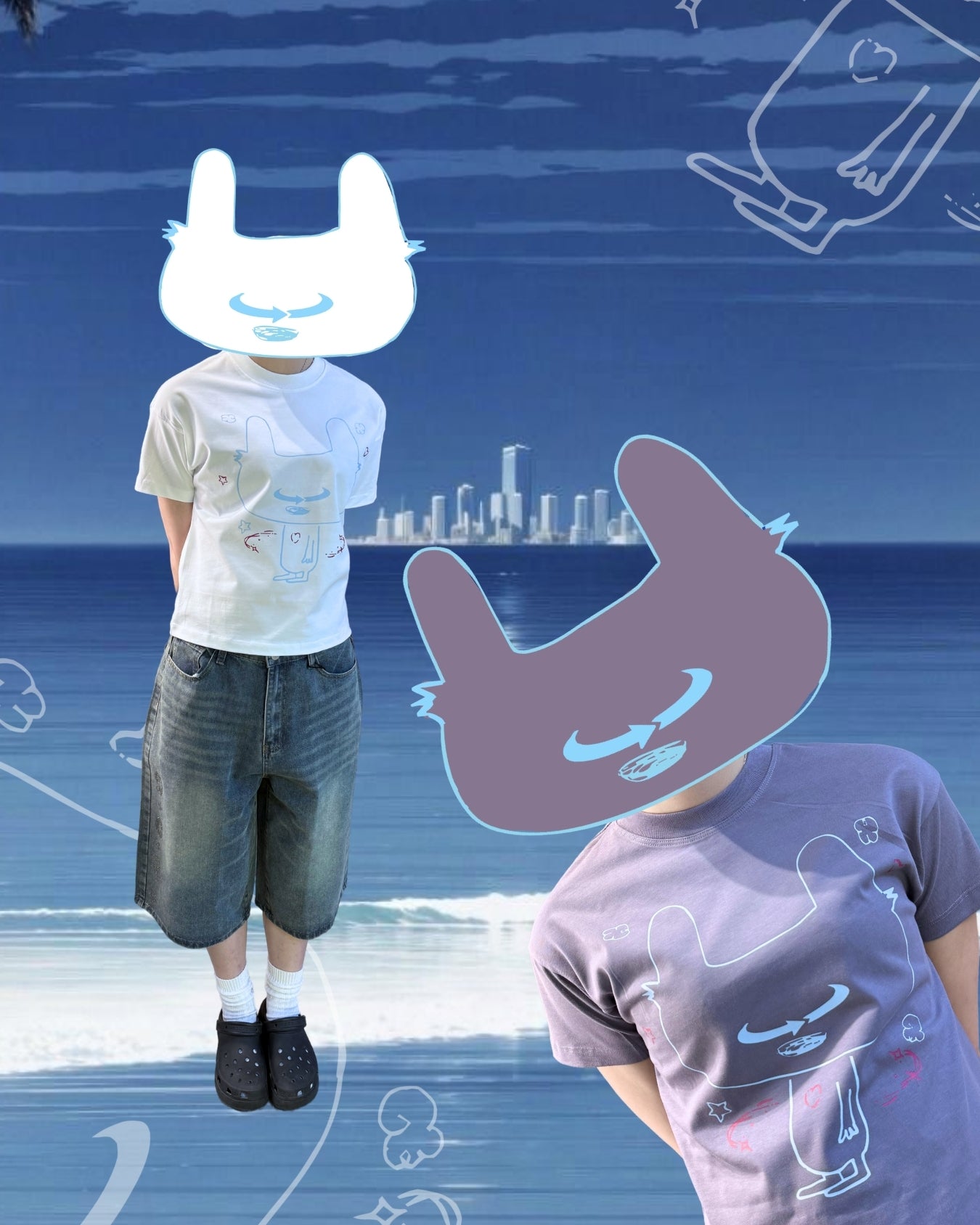 TURNOVER 2025SS Bunny-Dog TEE
“25SSWT8 兔耳狗勾TEE