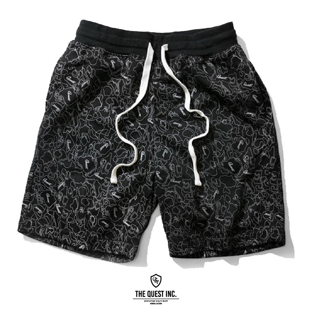 QUEST BW CAMO SHORTS 滿版 變形蟲 短褲