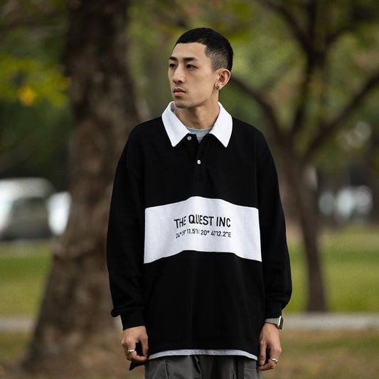 【QUEST】GPS RUGBY LS POLO 電繡LOGO長袖POLO衫