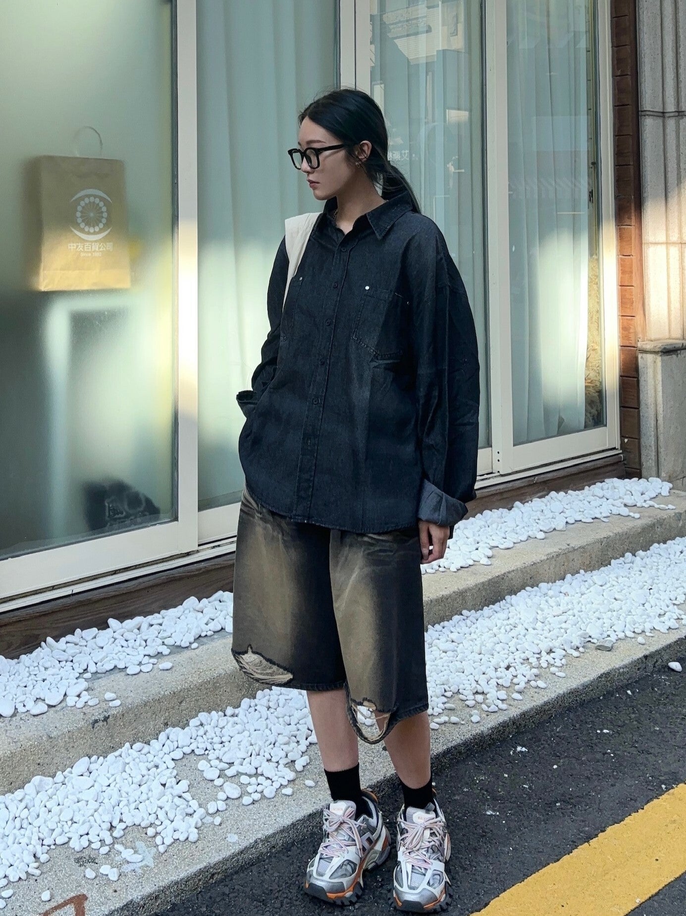 SIMON MADE TL-2411 油污 做舊 牛仔 襯衫