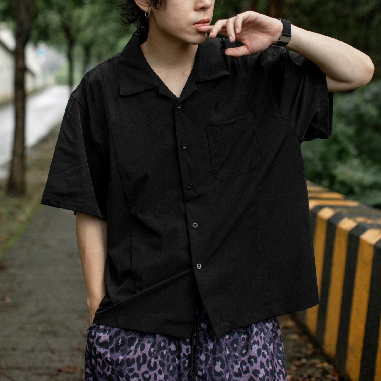 QUEST AIR SHIRT 涼感 拼接 短袖襯衫