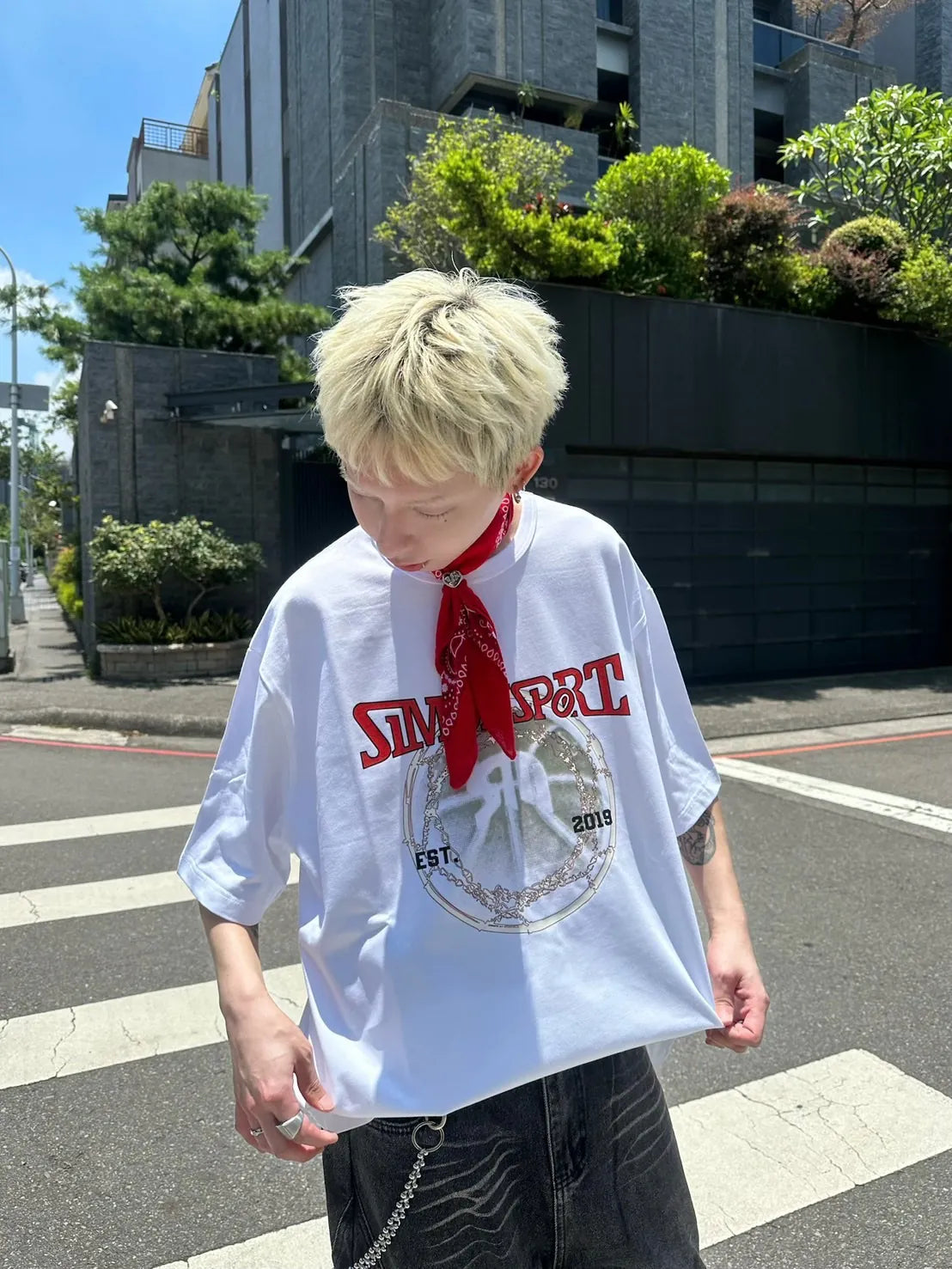 SIMON MADE TS-2523-02 SWISH籃網 下墜 短T