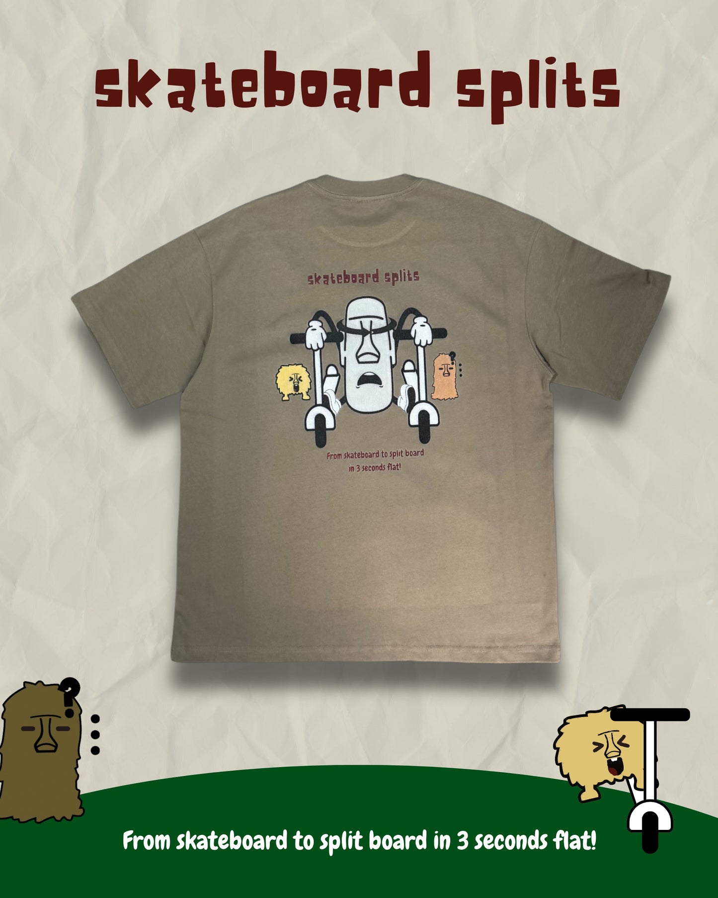 TURNOVER 2025SS “skateboard splits Tee "
“25SST11 曬命滑板TEE”