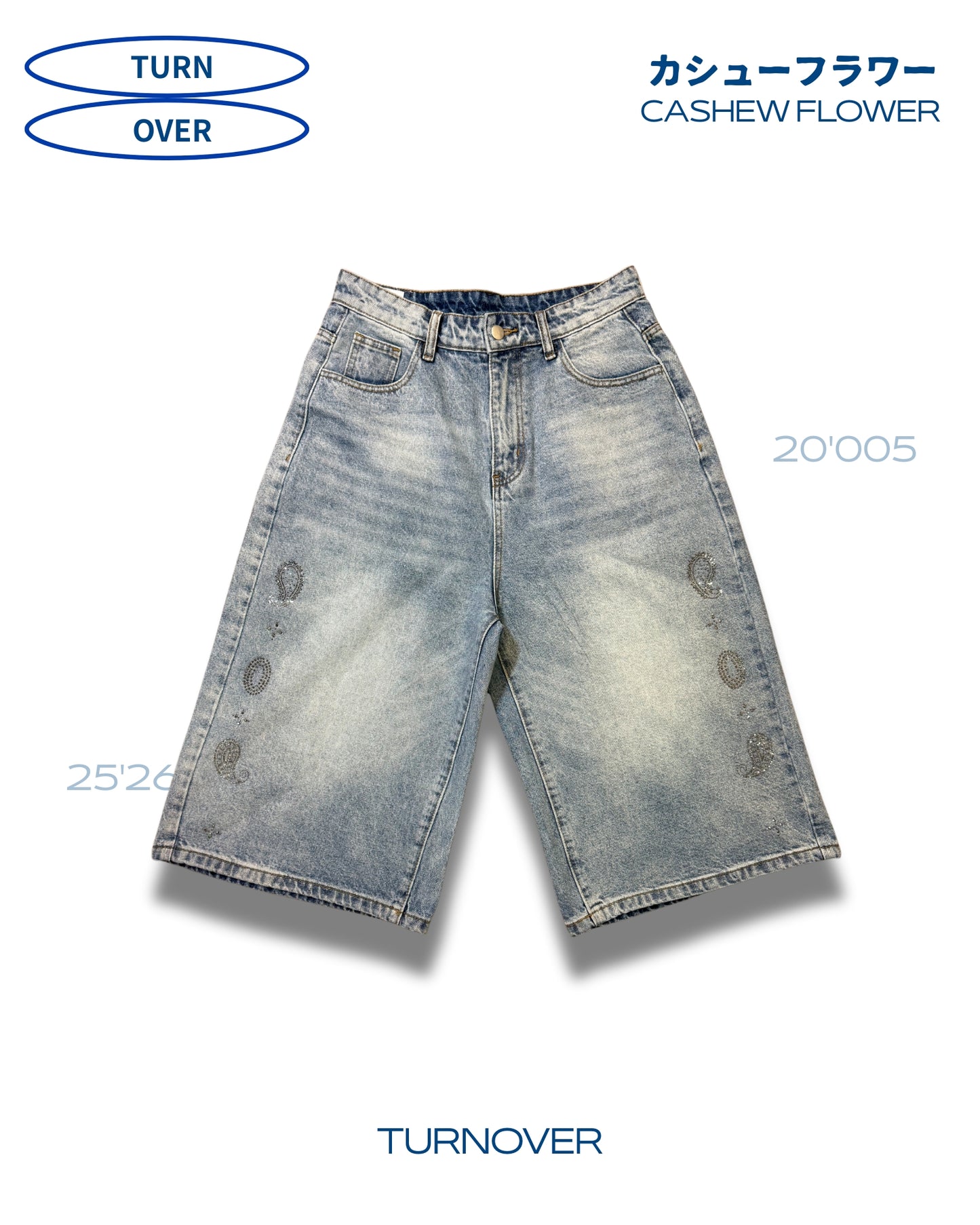 TURNOVER 2025SS CASHEW FLOWER JEANS
“25SS-S2 腰果花閃鑽牛仔褲”