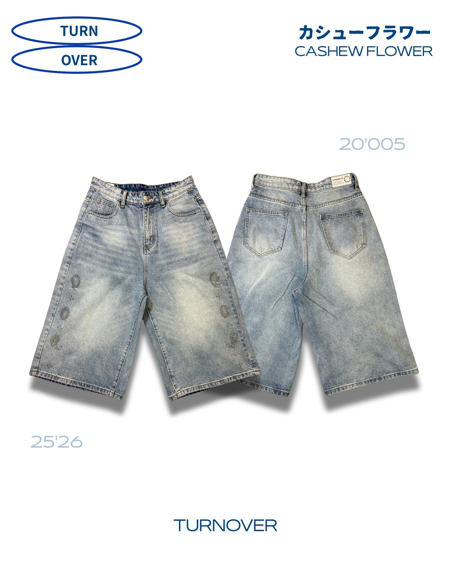 TURNOVER 2025SS CASHEW FLOWER JEANS
“25SS-S2 腰果花閃鑽牛仔褲”
