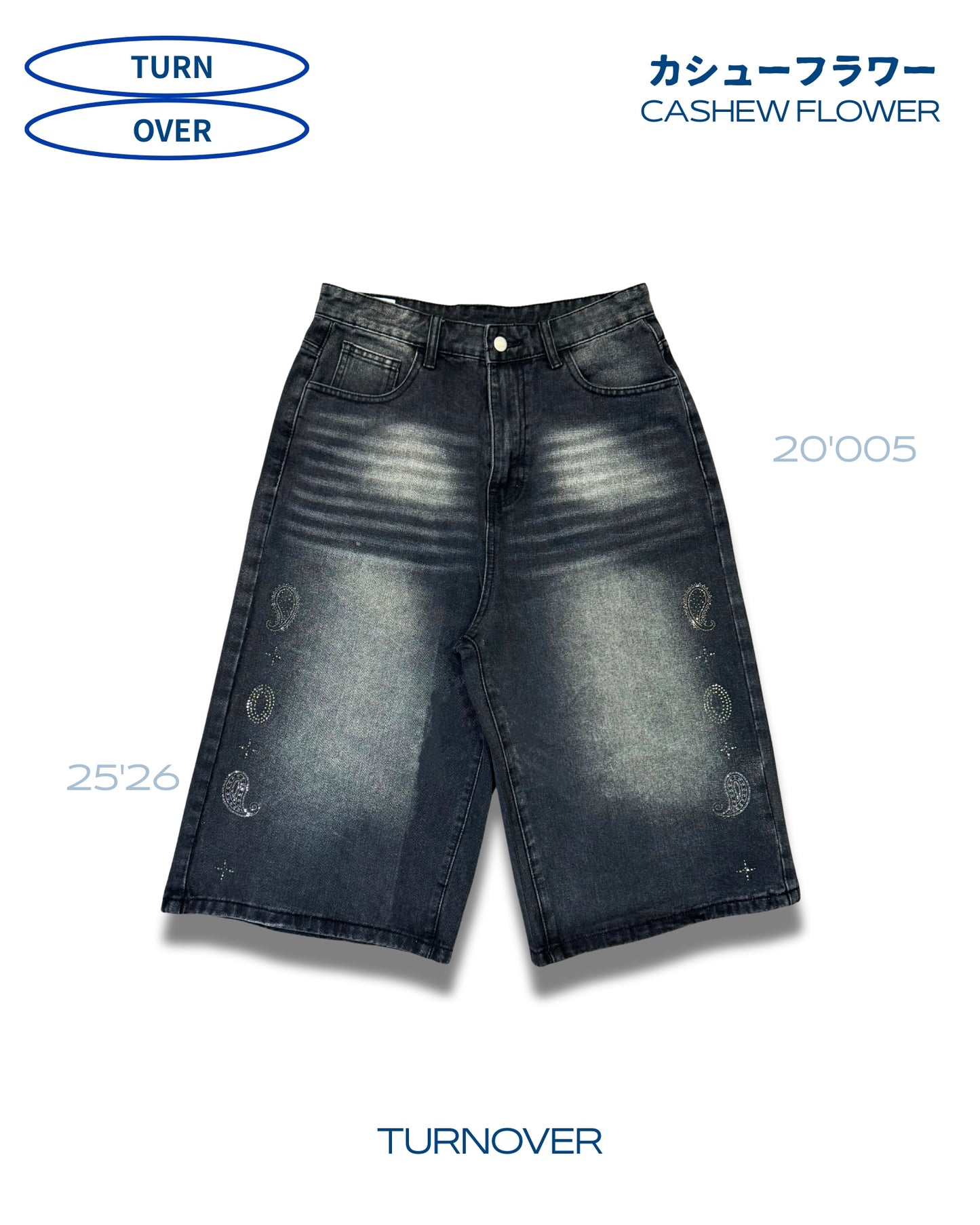 TURNOVER 2025SS CASHEW FLOWER JEANS
“25SS-S2 腰果花閃鑽牛仔褲”