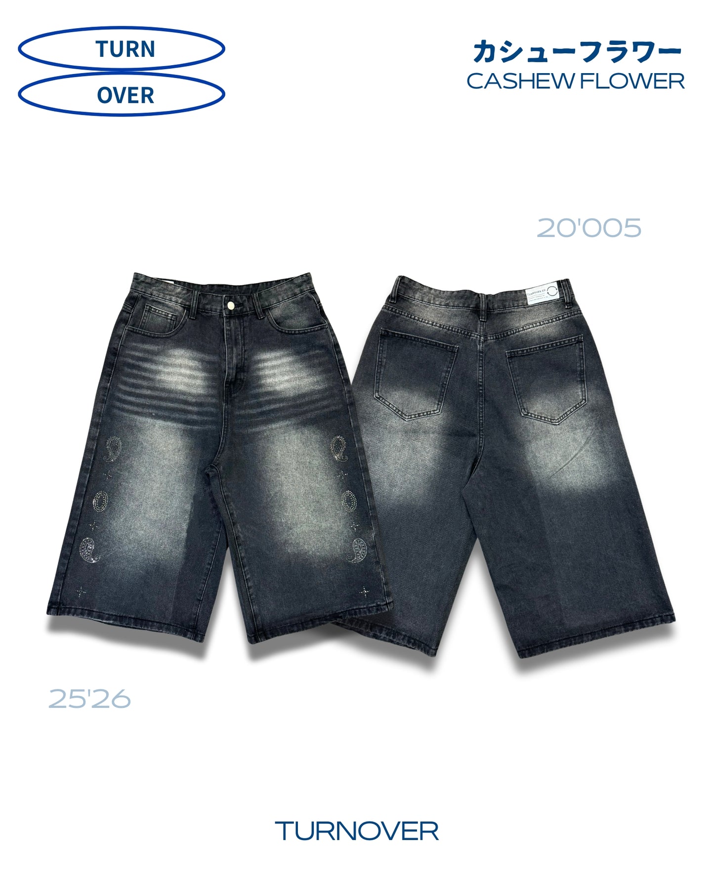 TURNOVER 2025SS CASHEW FLOWER JEANS
“25SS-S2 腰果花閃鑽牛仔褲”