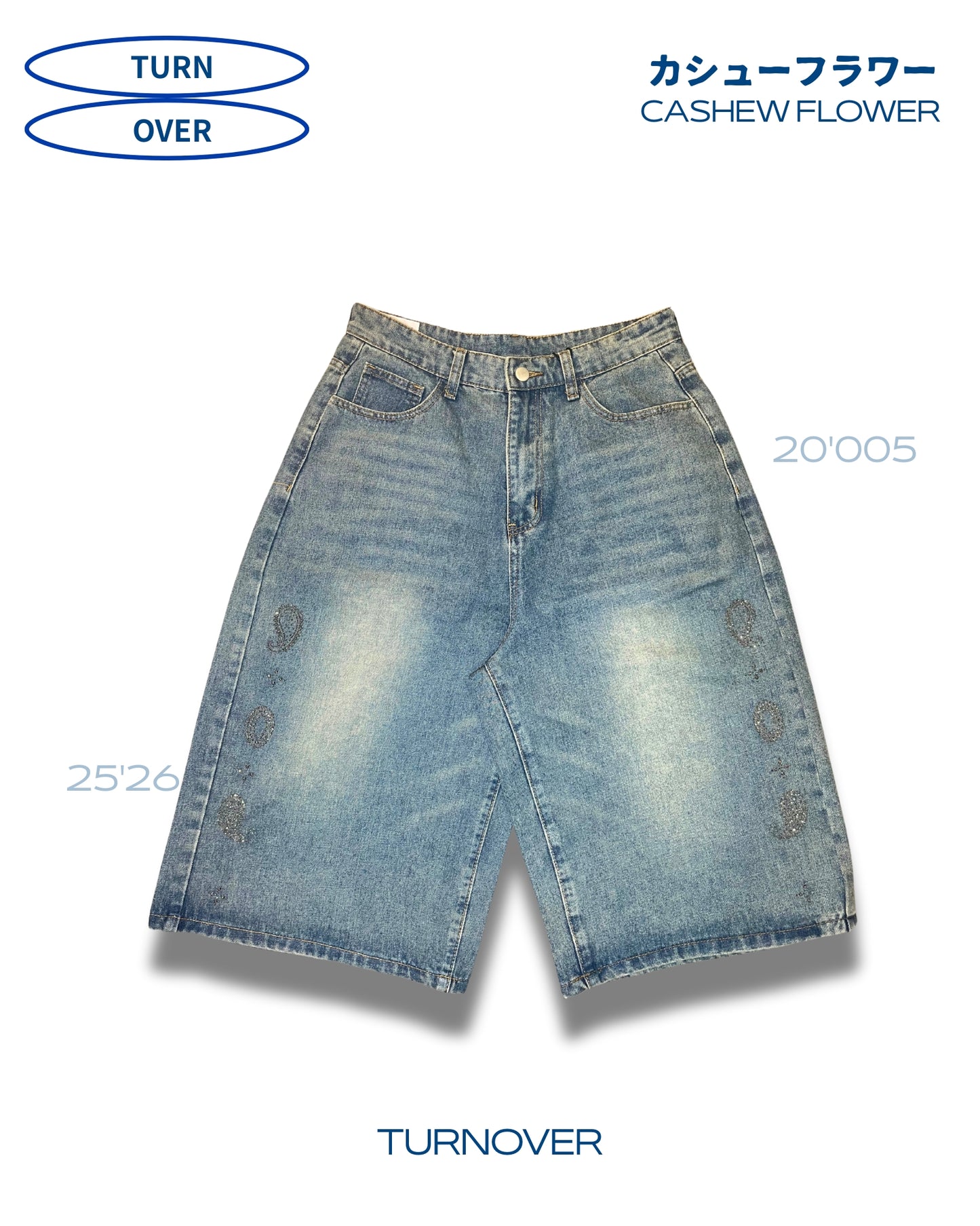 TURNOVER 2025SS CASHEW FLOWER JEANS
“25SS-S2 腰果花閃鑽牛仔褲”
