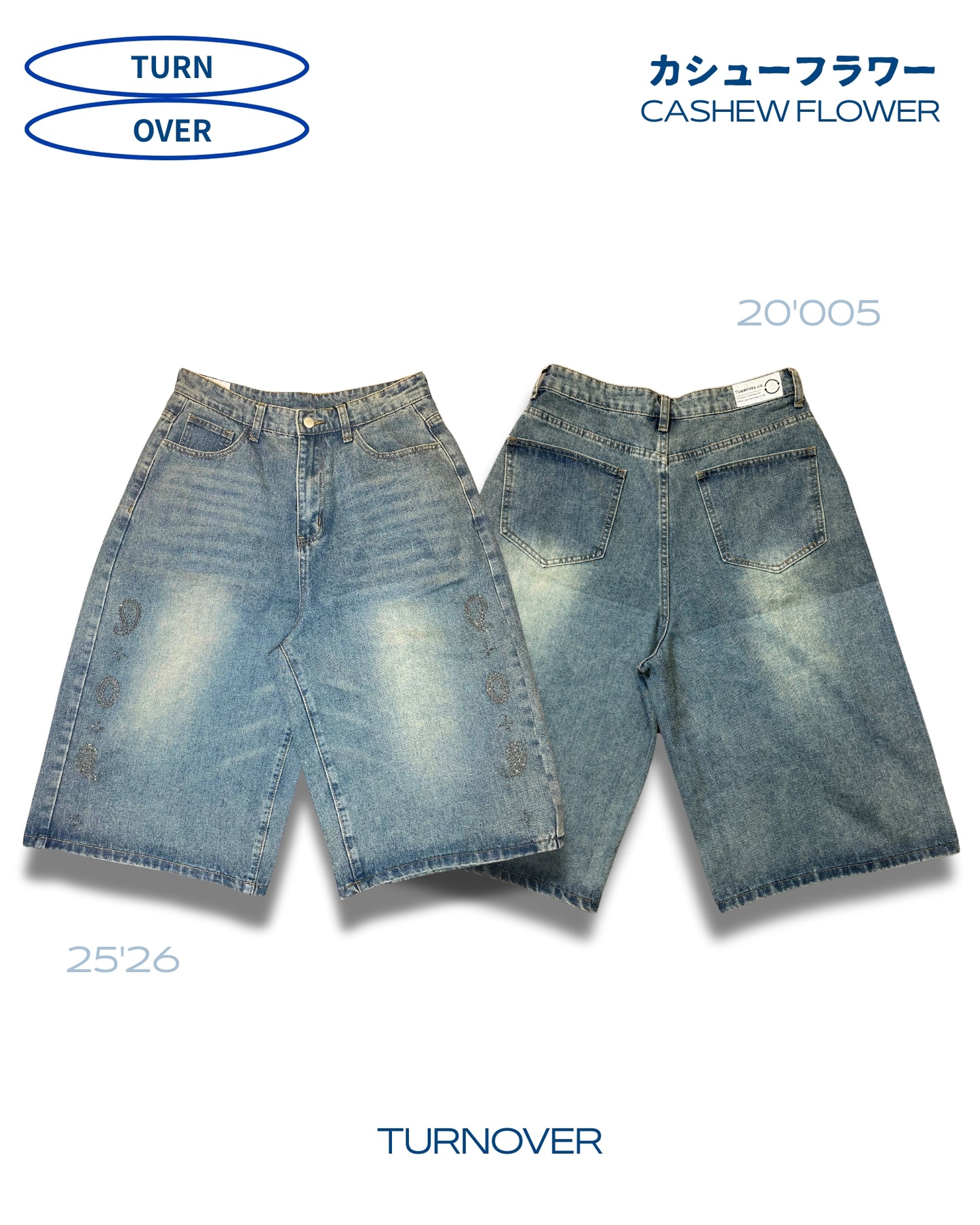 TURNOVER 2025SS CASHEW FLOWER JEANS
“25SS-S2 腰果花閃鑽牛仔褲”