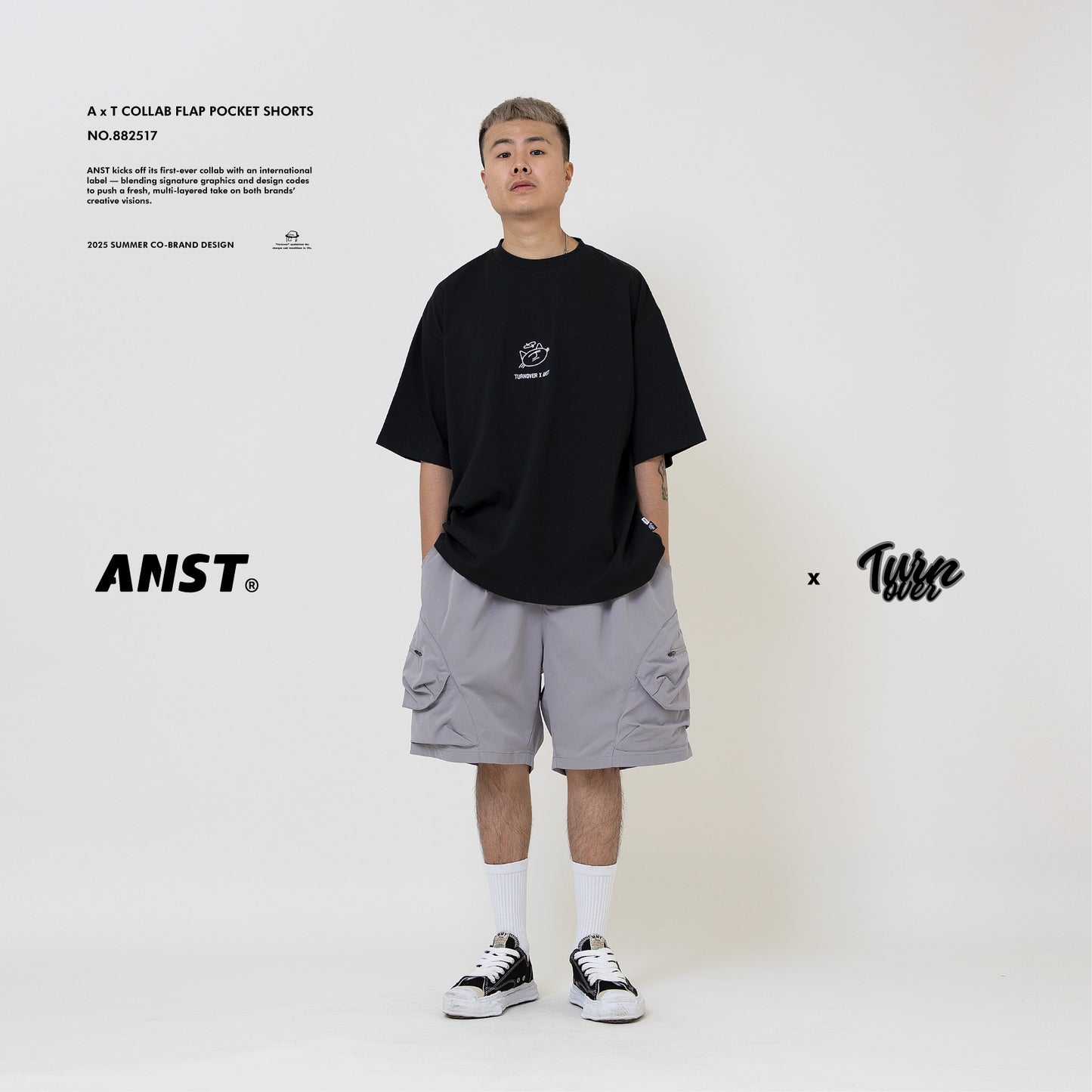 ANST × TURNOVER A x T Flap Pocket Shorts/淺灰