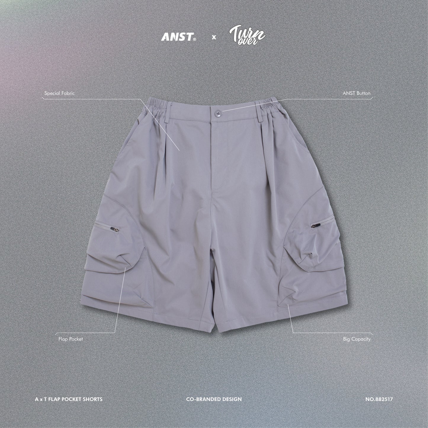 ANST × TURNOVER A x T Flap Pocket Shorts/淺灰