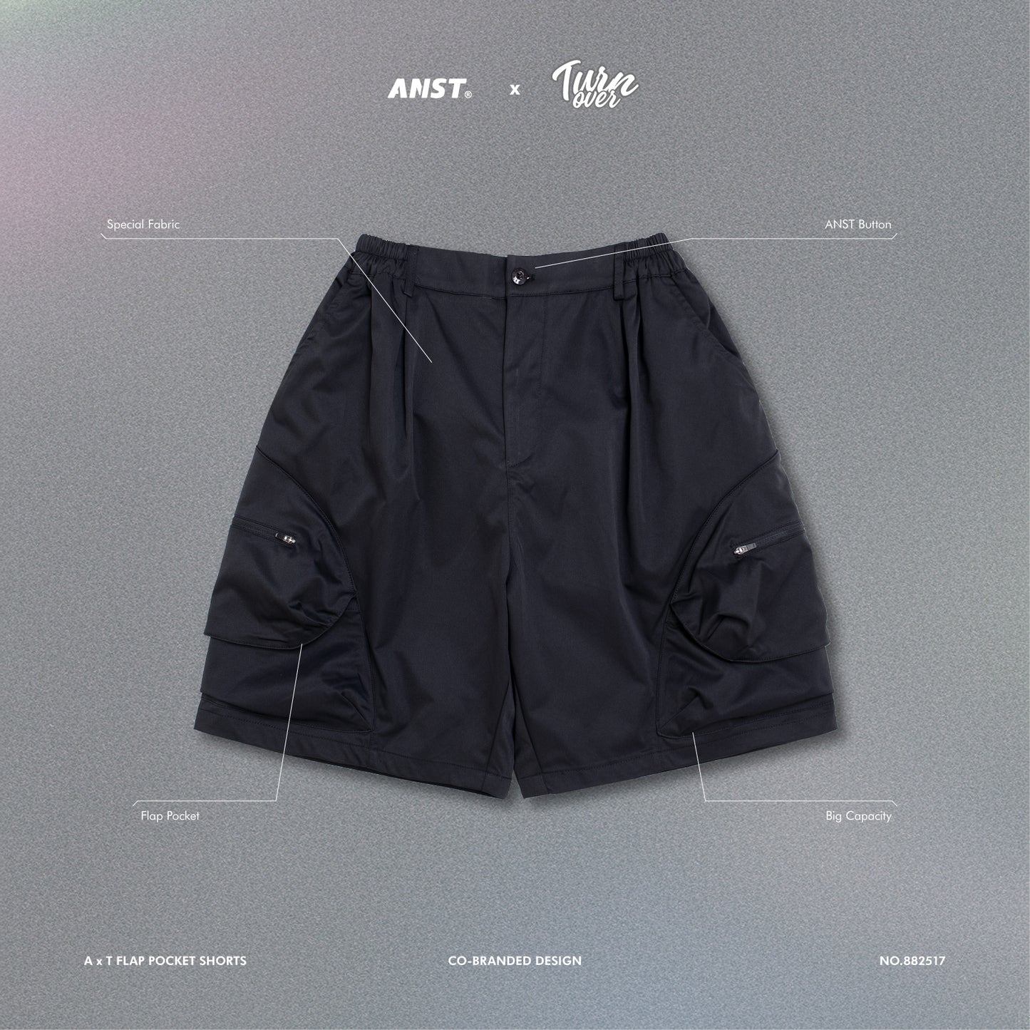ANST × TURNOVER A x T Flap Pocket Shorts/黑色