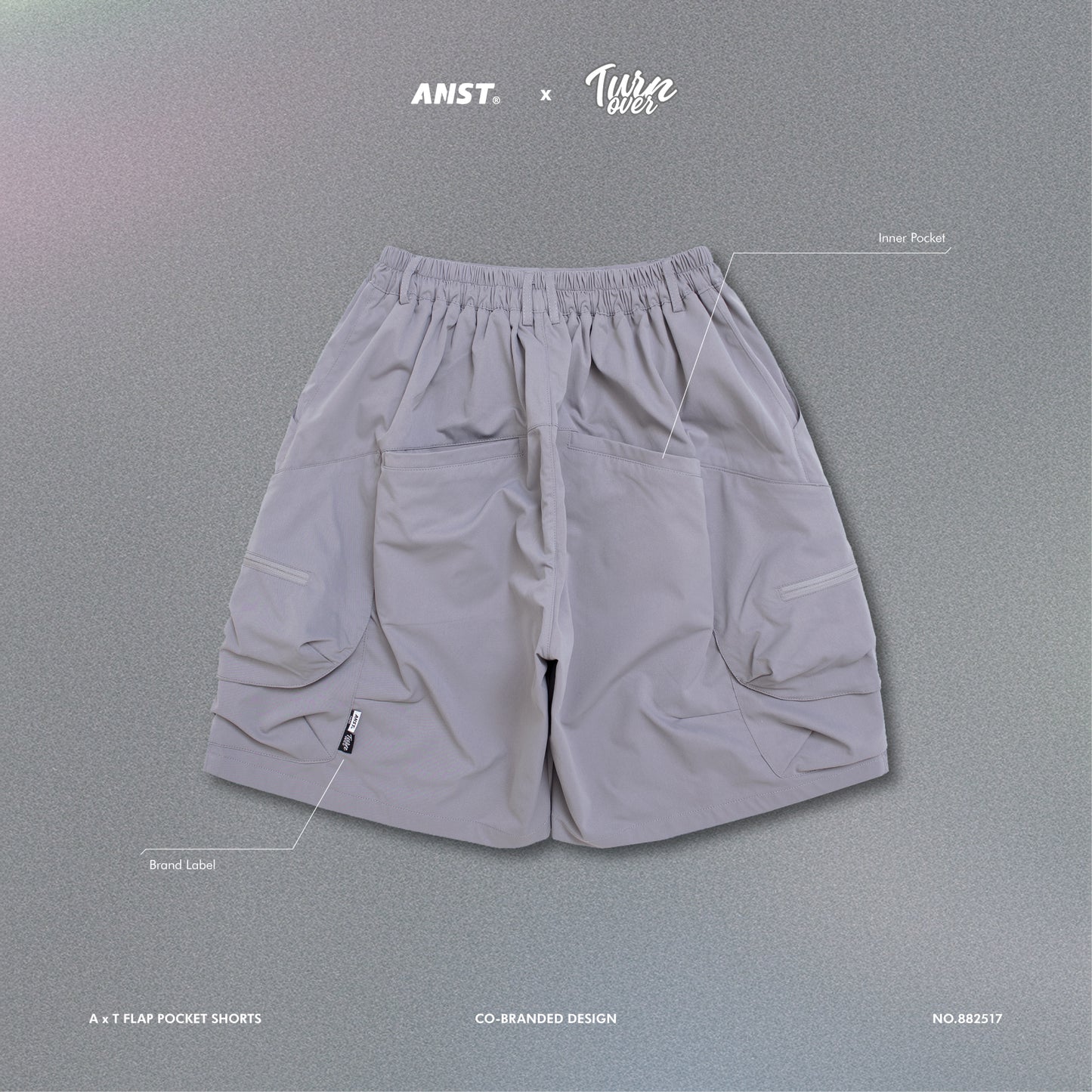 ANST × TURNOVER A x T Flap Pocket Shorts/淺灰