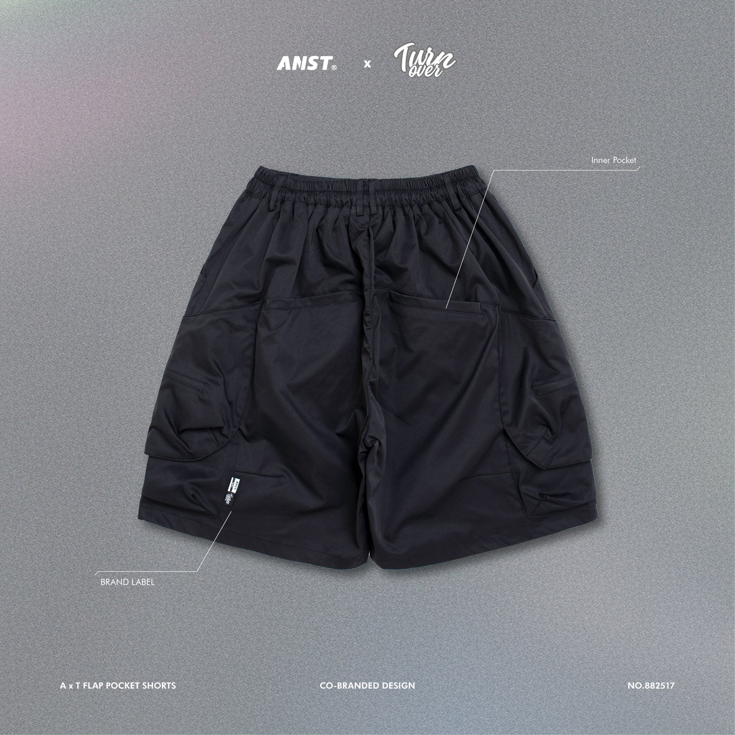 ANST × TURNOVER A x T Flap Pocket Shorts/黑色