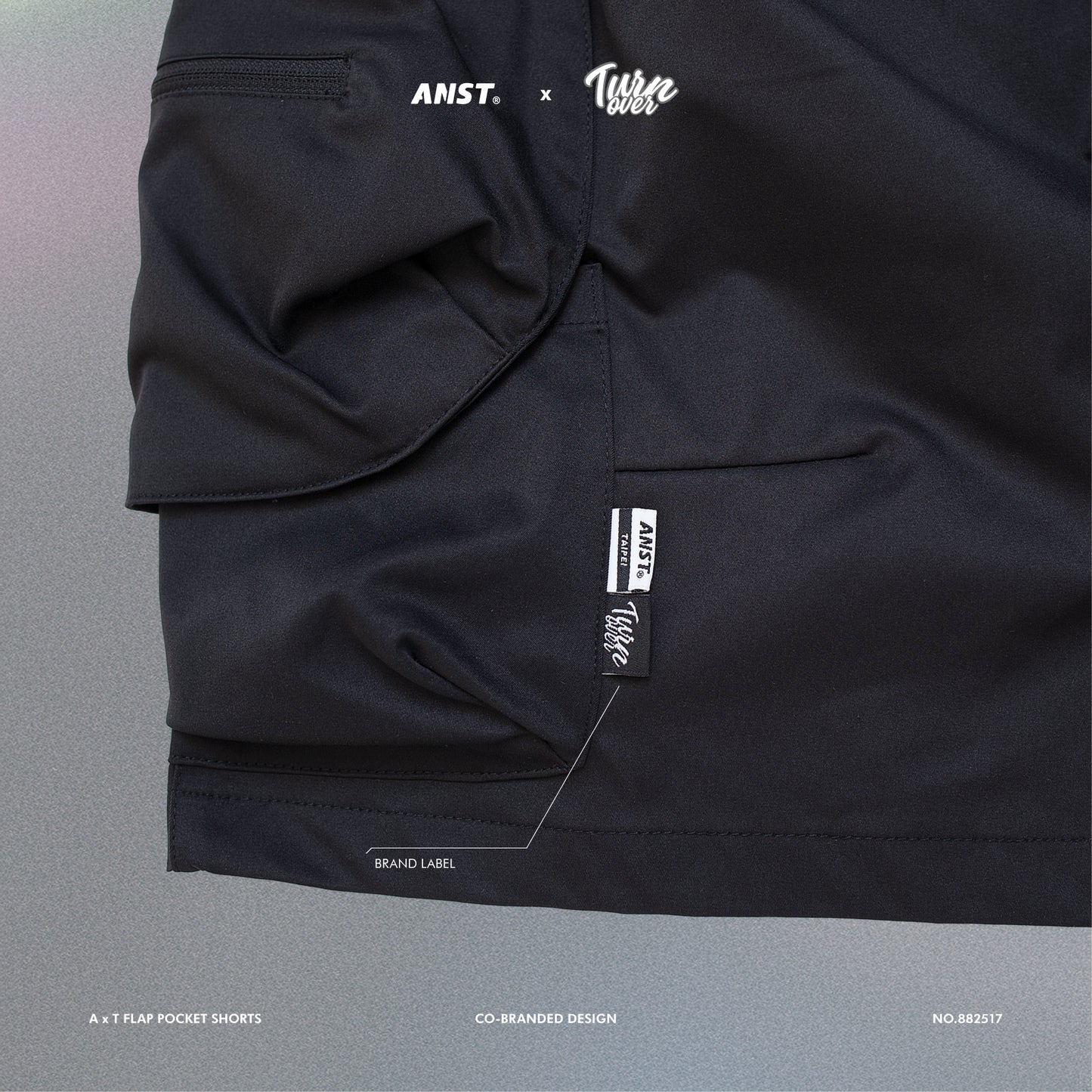 ANST × TURNOVER A x T Flap Pocket Shorts/黑色