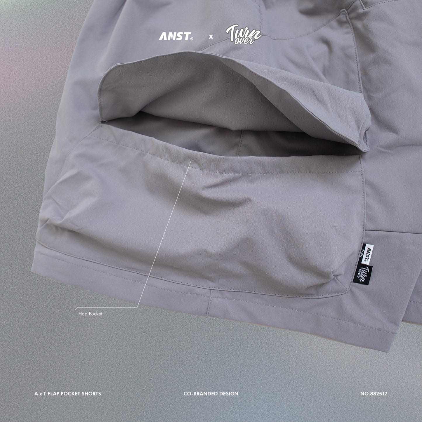 ANST × TURNOVER A x T Flap Pocket Shorts/淺灰