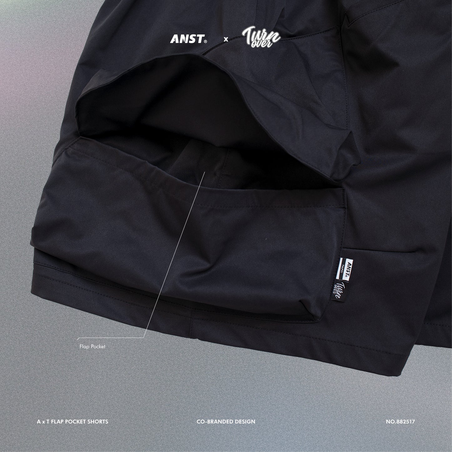 ANST × TURNOVER A x T Flap Pocket Shorts/黑色