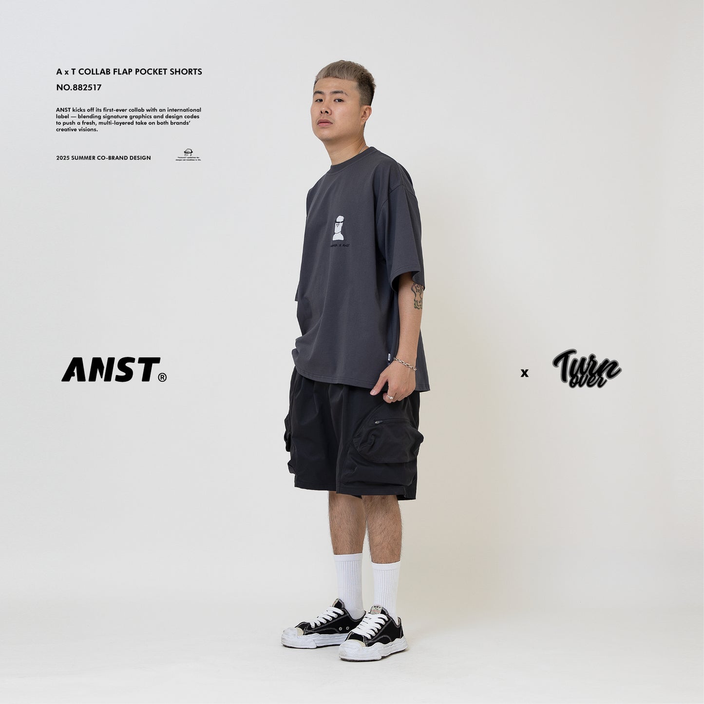 ANST × TURNOVER A x T Flap Pocket Shorts/黑色