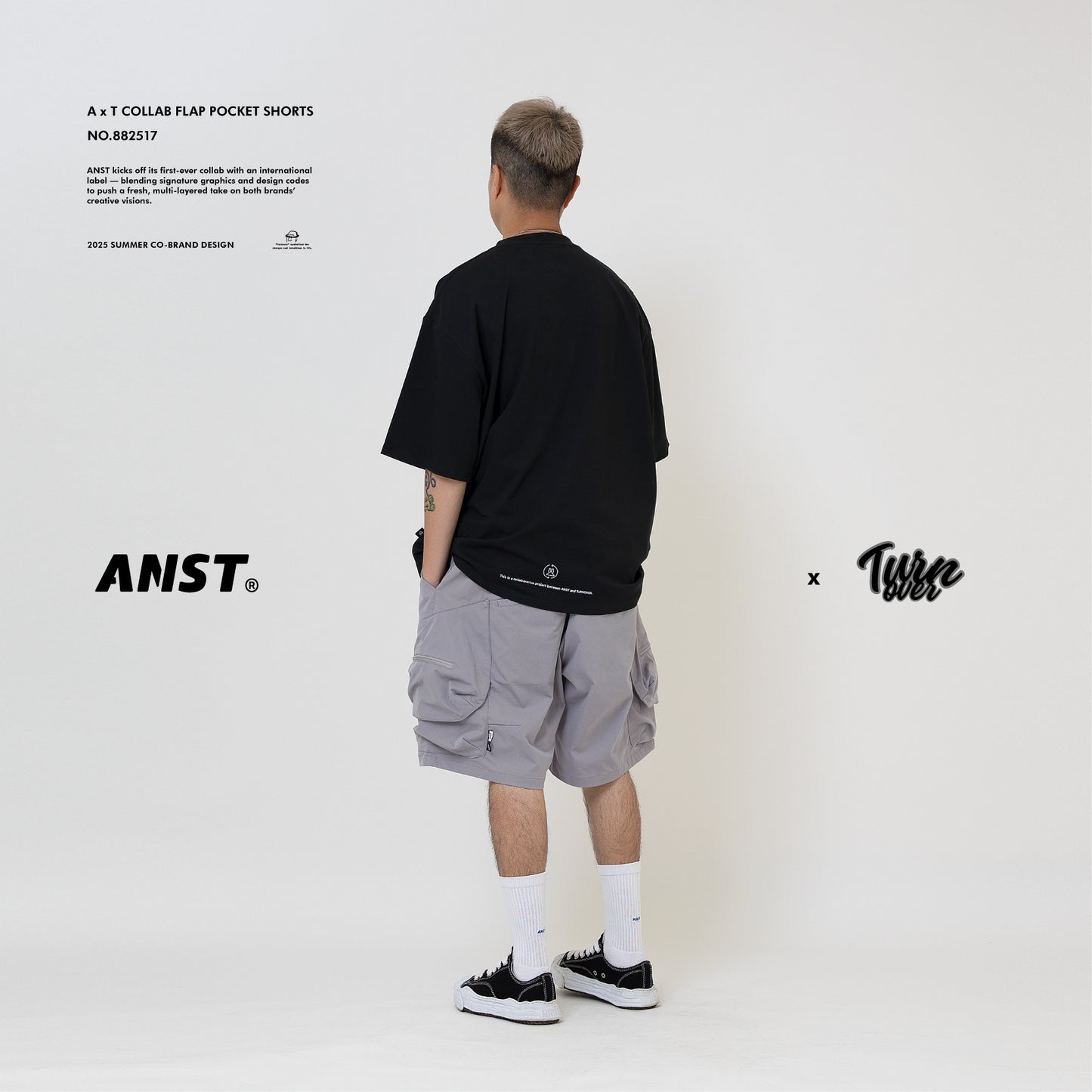 ANST × TURNOVER A x T Flap Pocket Shorts/淺灰