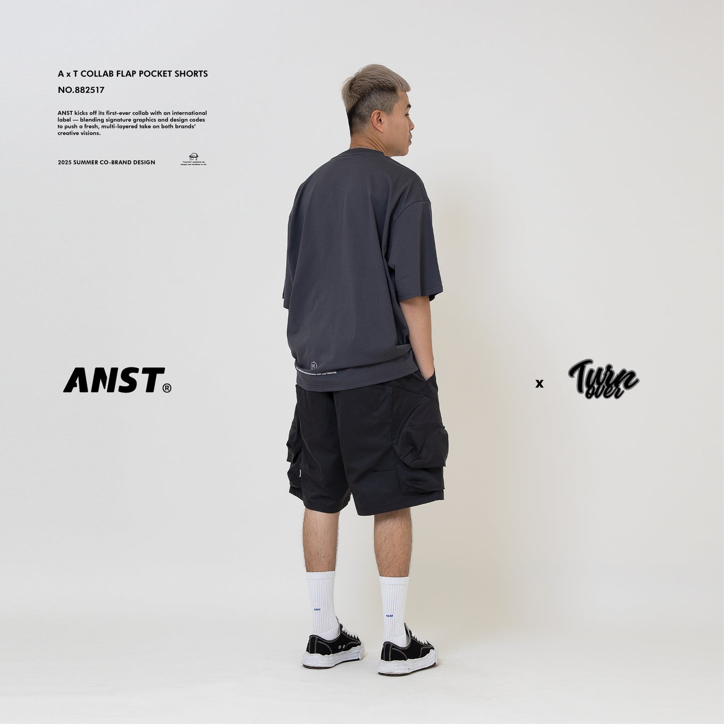 ANST × TURNOVER A x T Flap Pocket Shorts/黑色