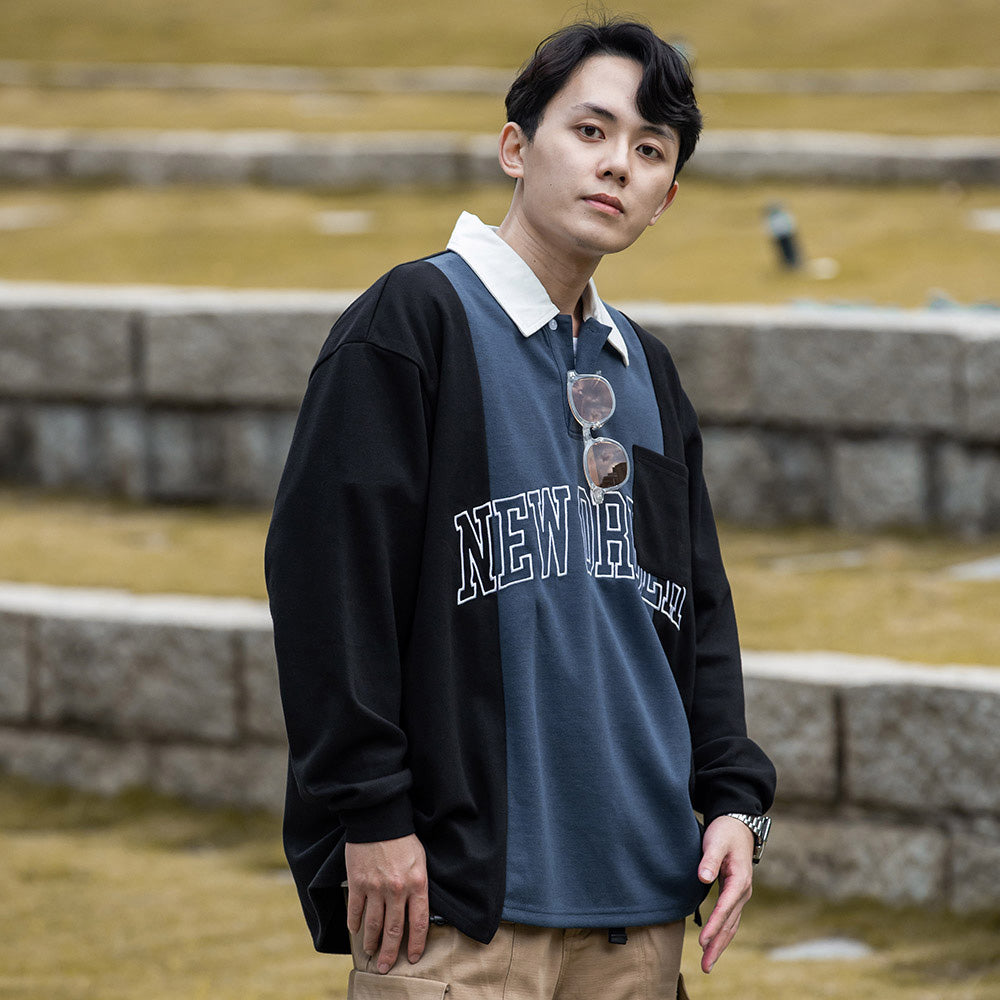 【QUEST】NEW ORDER LS POLO 拼接口袋長袖POLO衫