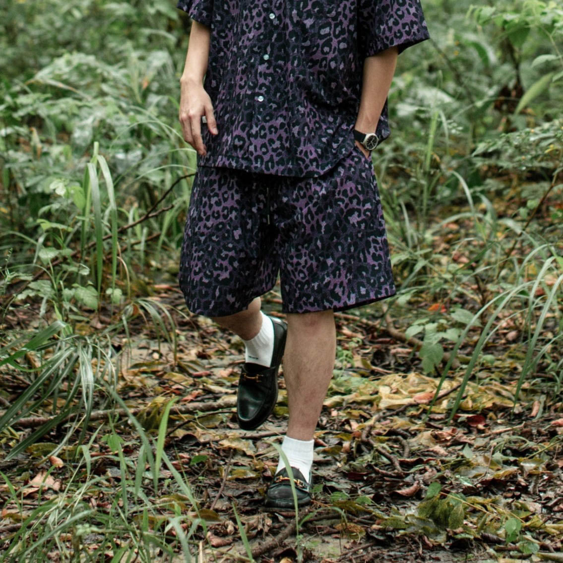 QUEST Leopard Print Shorts 涼感紫色豹紋短褲 套裝