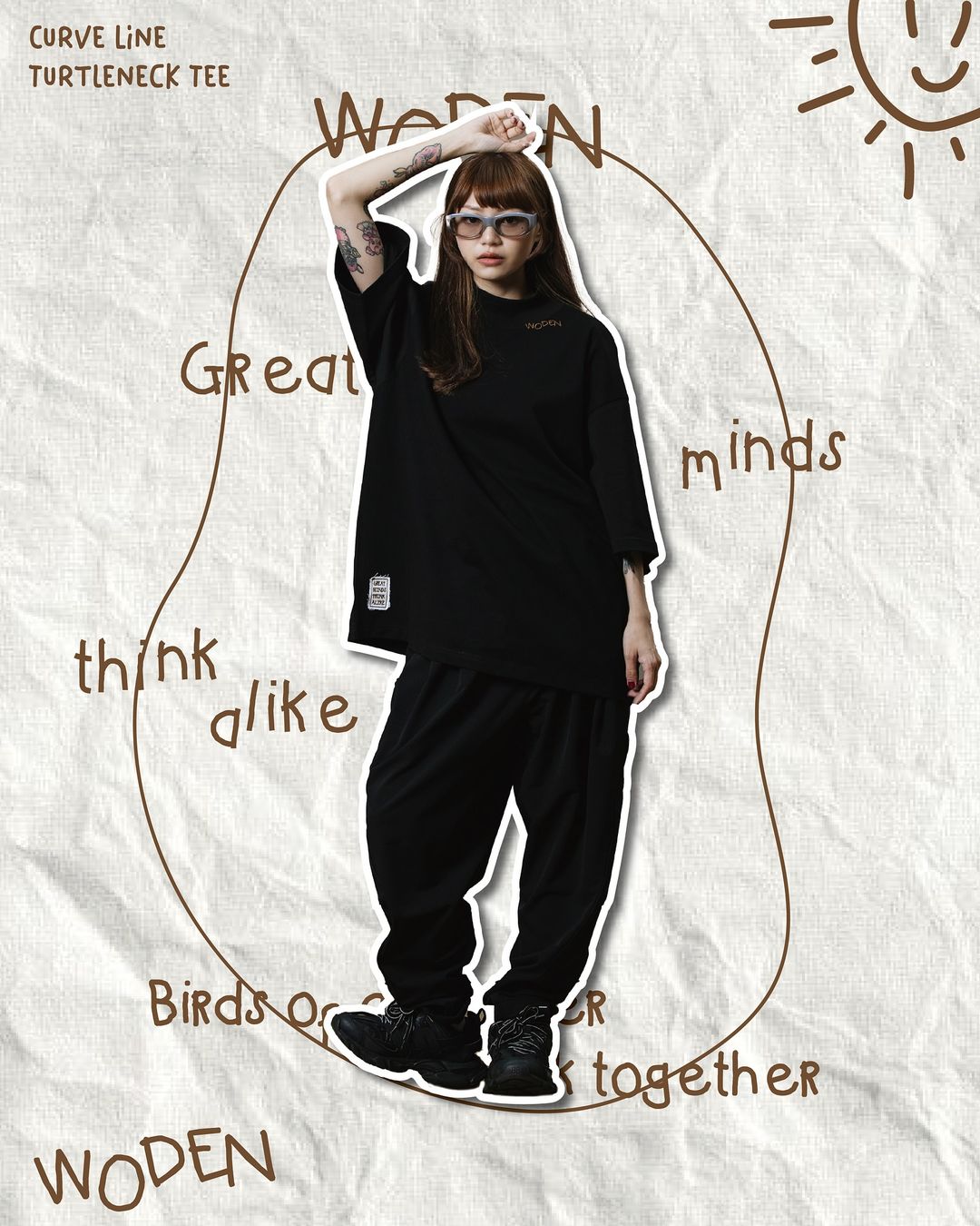 WODEN 2024 SPRING & SUMMER CURVE LINE TURTLENECK TEE