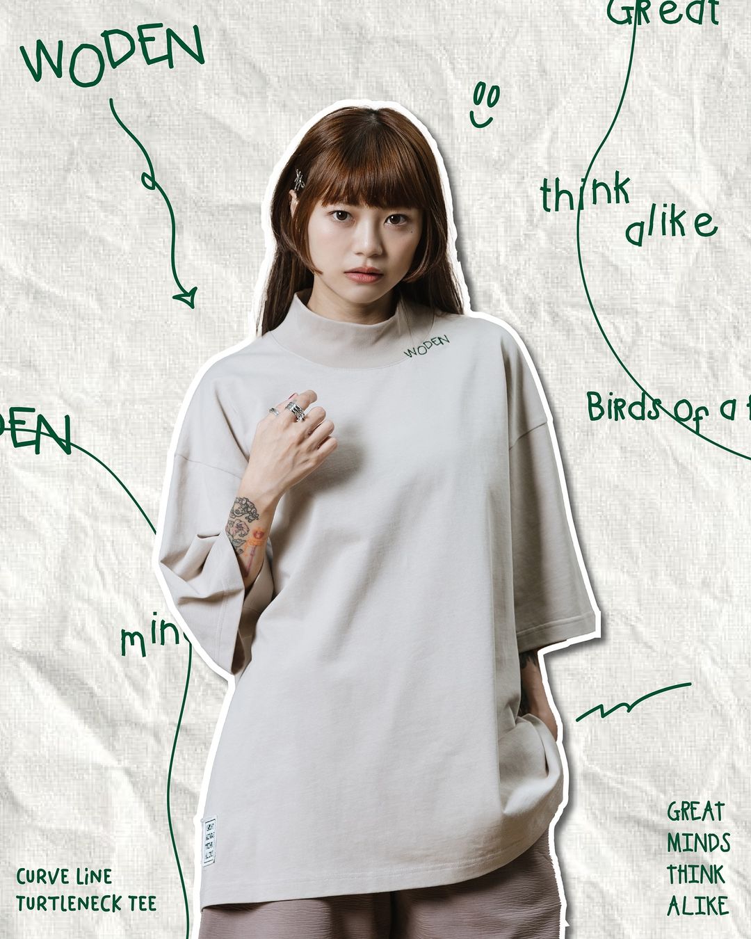 WODEN 2024 SPRING & SUMMER CURVE LINE TURTLENECK TEE