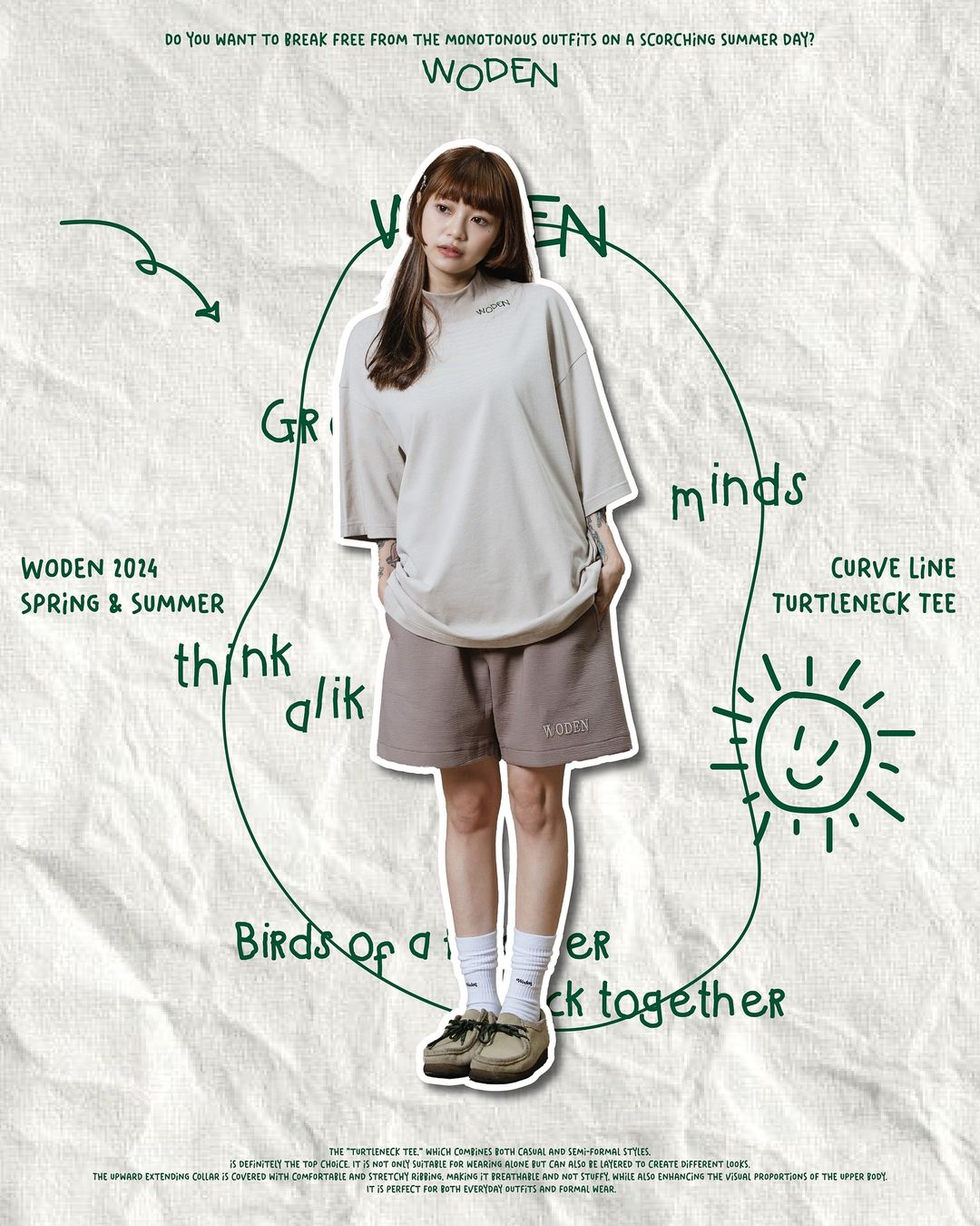 WODEN 2024 SPRING & SUMMER CURVE LINE TURTLENECK TEE