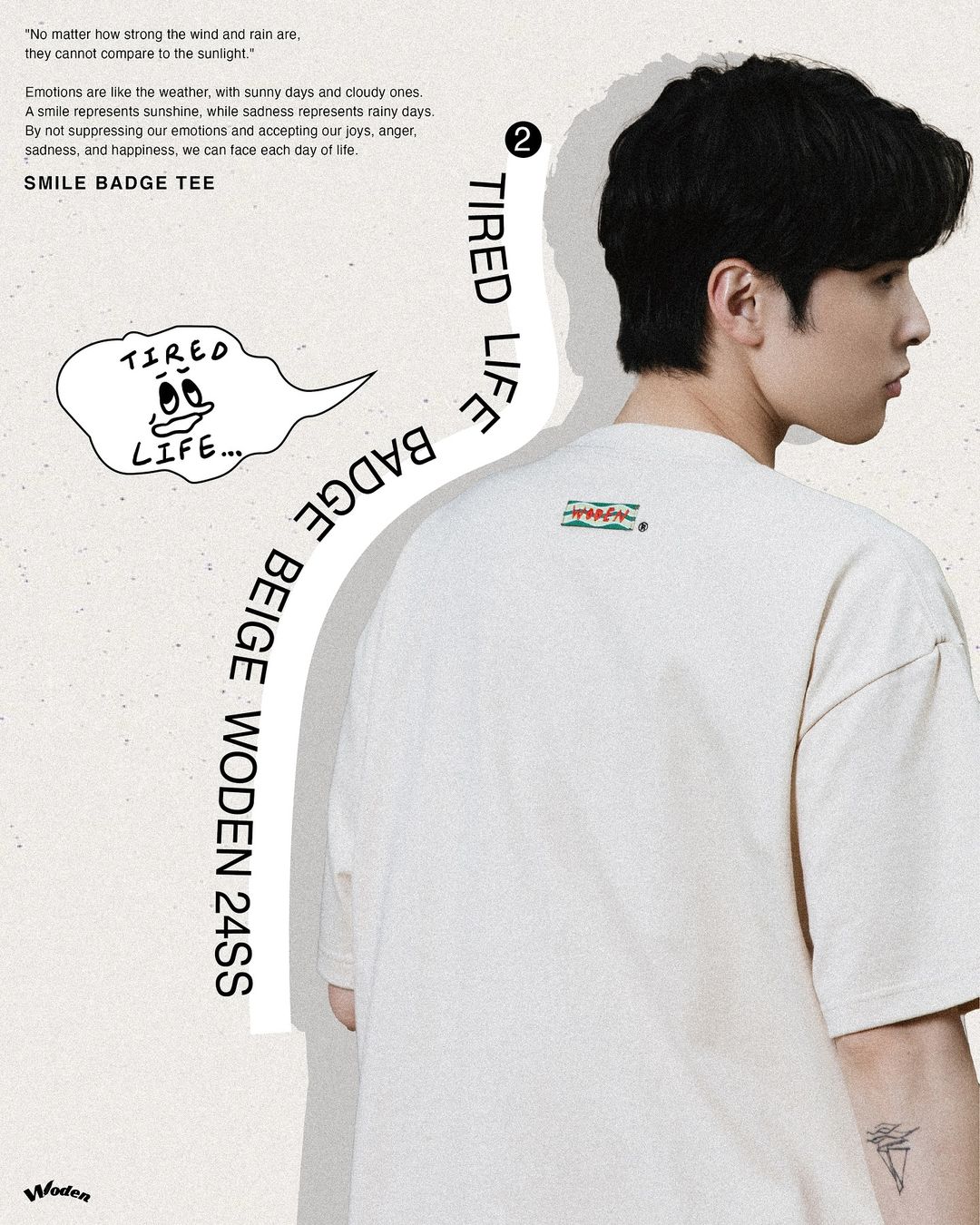 WODEN 2024 SPRING & SUMMER SMILE BADGE TEE