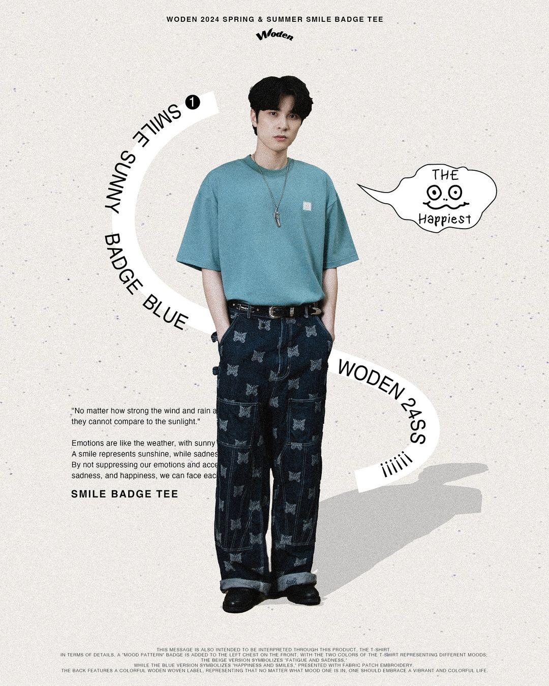 WODEN 2024 SPRING & SUMMER SMILE BADGE TEE