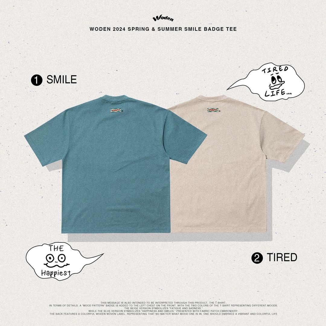 WODEN 2024 SPRING & SUMMER SMILE BADGE TEE