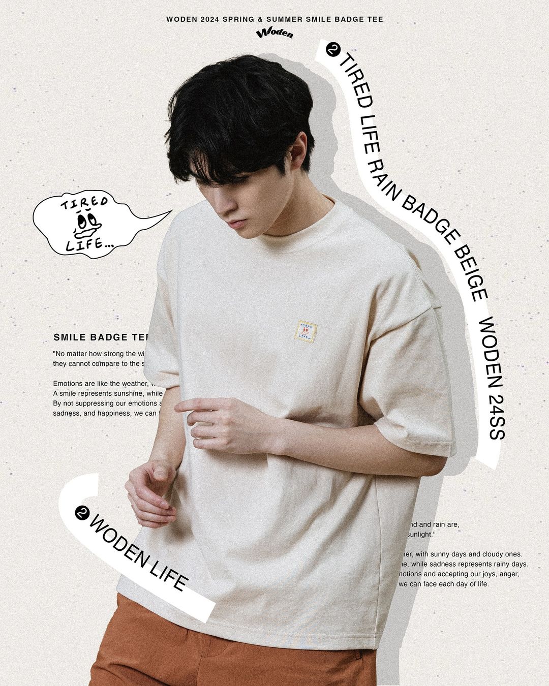 WODEN 2024 SPRING & SUMMER SMILE BADGE TEE