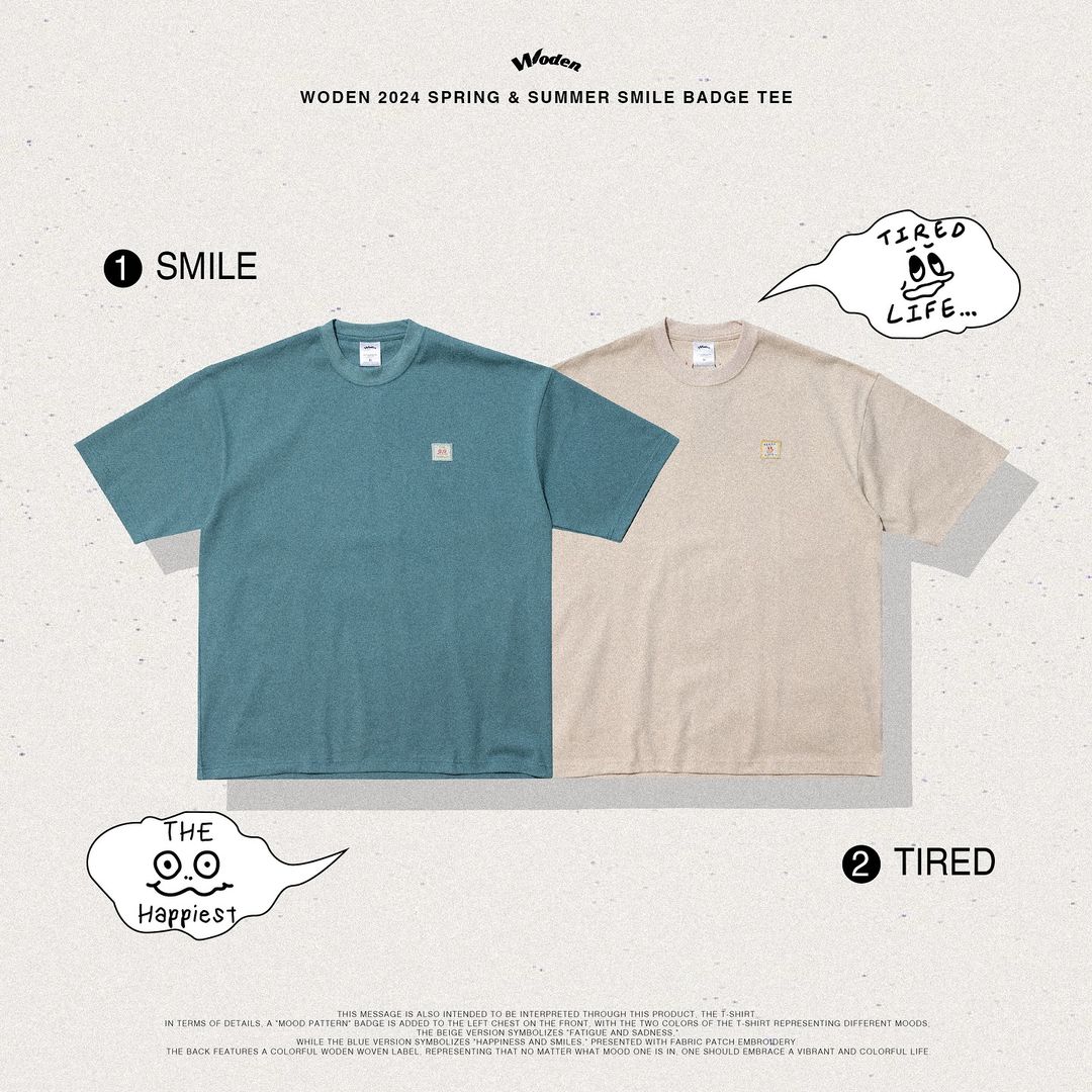 WODEN 2024 SPRING & SUMMER SMILE BADGE TEE