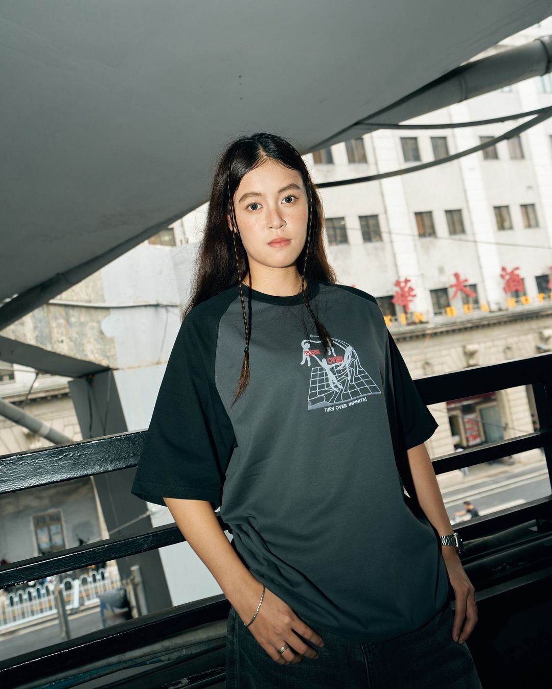 TURNOVER JAPANESE RETRO COLOR-BLOCK SHORT SLEEVE T-SHIRT