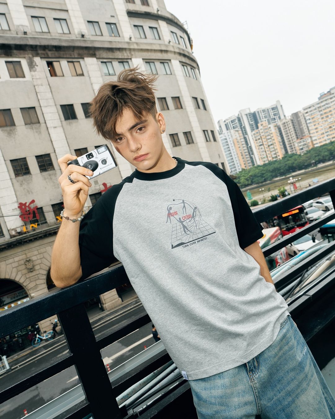 TURNOVER JAPANESE RETRO COLOR-BLOCK SHORT SLEEVE T-SHIRT