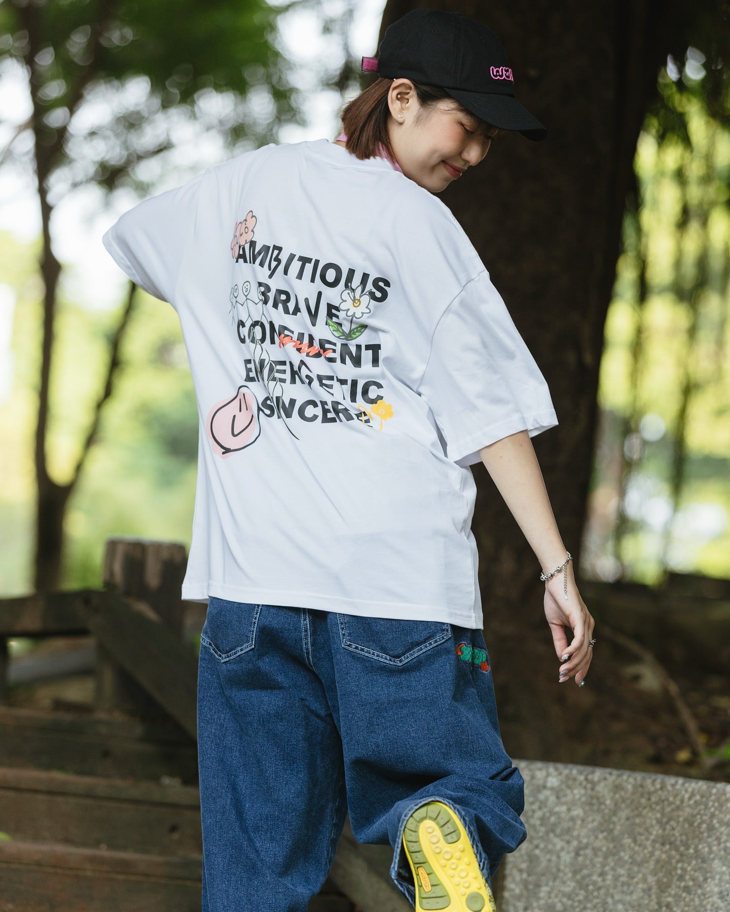 WODEN 2024 Fall & Winter Brave Slogan Tee