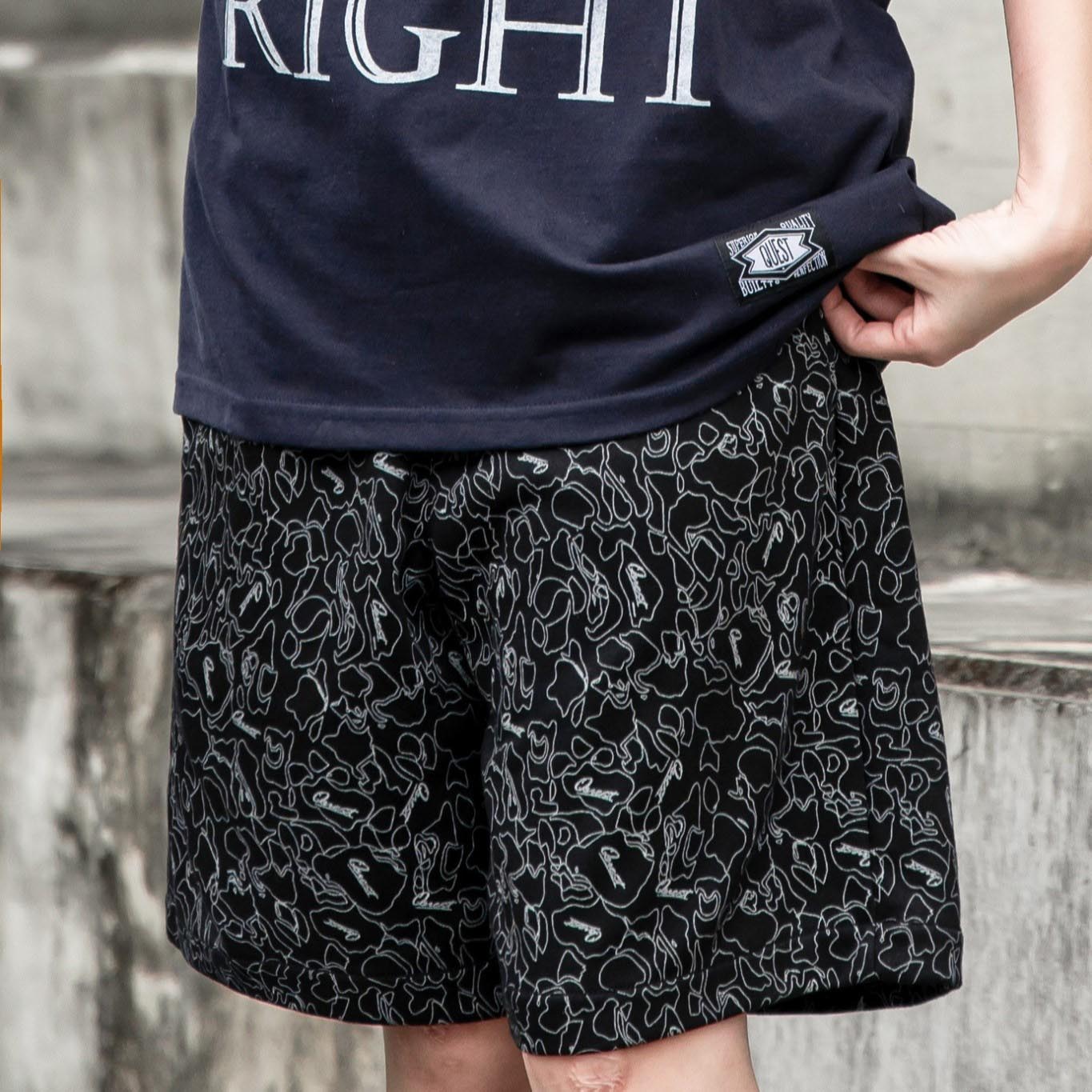QUEST BW CAMO SHORTS 滿版 變形蟲 短褲