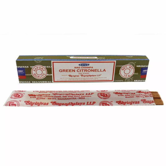 【全球最暢銷的線香】SATYA SAI BABA 賽巴巴 Nag Champa GREEN CITRONELLA 印度 線香 (15g)