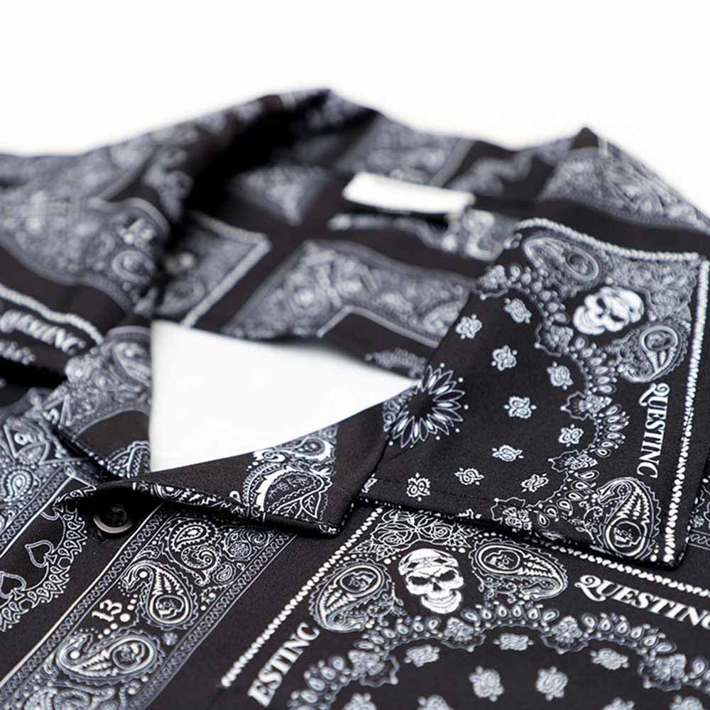 【QUEST】PAISLEY PRINT SHIRT-變形蟲圖騰襯衫 古巴領 圖騰 短袖 襯衫 外搭