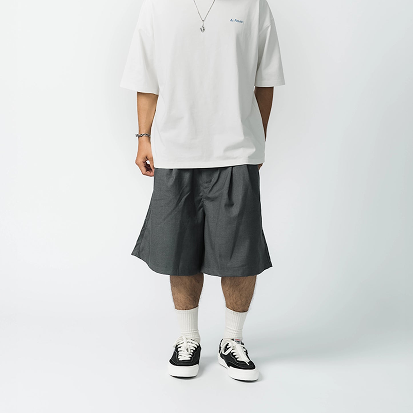 A.A Grey Pleated Shorts