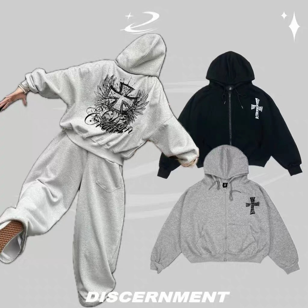 DCM 連帽外套 棉質 天使 短版 翅膀 亞文化 十字 DCM-W73