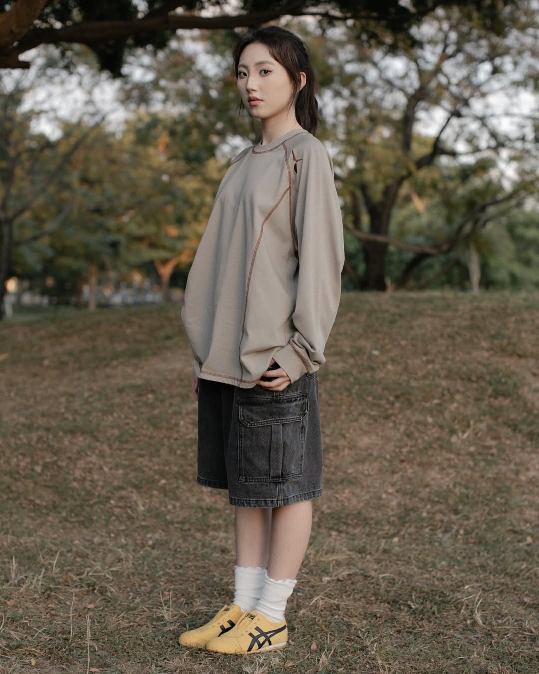 QUEST FLATLOCK STITCH LS TEE 反車線長TEE
